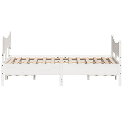 Estrutura cama c/ cabeceira 140x190 cm pinho maciço branco