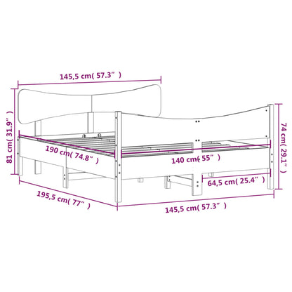 Estrutura cama c/ cabeceira 140x190 cm pinho maciço branco