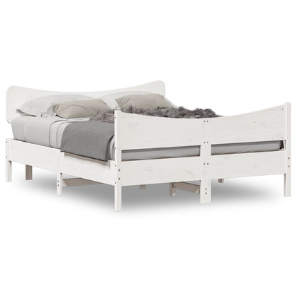 Estrutura cama c/ cabeceira 140x190 cm pinho maciço branco