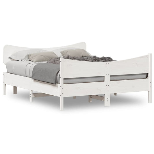 Estrutura cama c/ cabeceira 140x190 cm pinho maciço branco