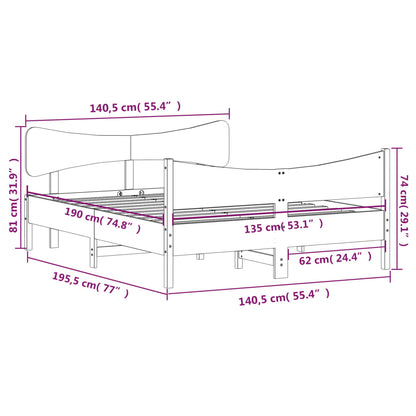 Estrutura cama c/ cabeceira 135x190 cm pinho maciço