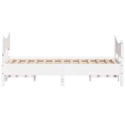 Estrutura cama c/ cabeceira 120x190 cm pinho maciço branco