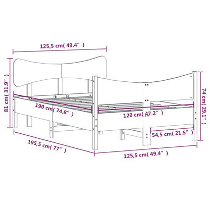 Estrutura cama c/ cabeceira 120x190 cm pinho maciço branco