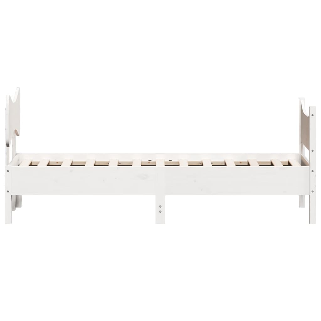 Estrutura de cama com cabeceira 90x190 cm pinho maciço branco