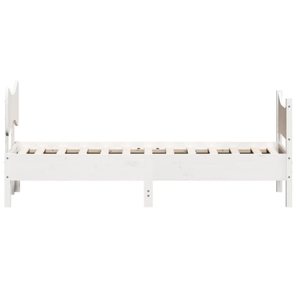 Estrutura de cama com cabeceira 90x190 cm pinho maciço branco