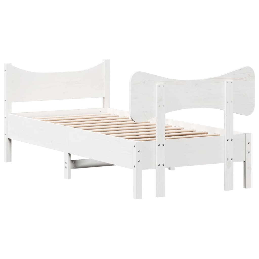 Estrutura de cama com cabeceira 90x190 cm pinho maciço branco