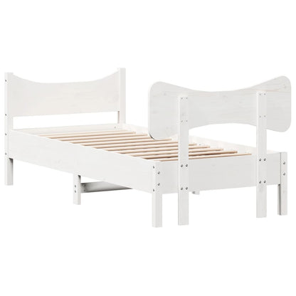 Estrutura de cama com cabeceira 90x190 cm pinho maciço branco