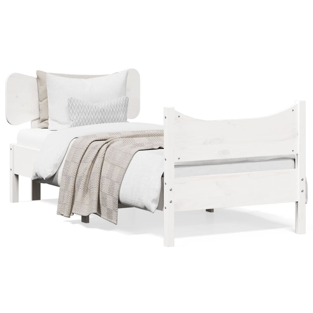 Estrutura de cama com cabeceira 90x190 cm pinho maciço branco