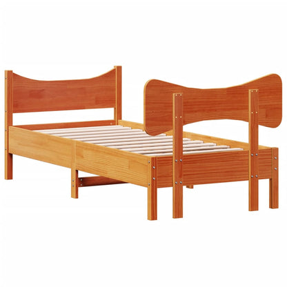 Estrutura cama c/ cabeceira 90x190 cm pinho maciço castanho-mel