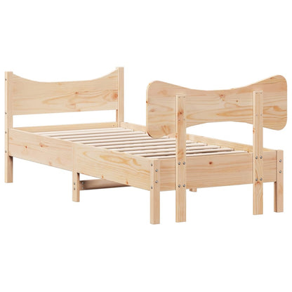 Estrutura de cama com cabeceira 75x190 cm pinho maciço