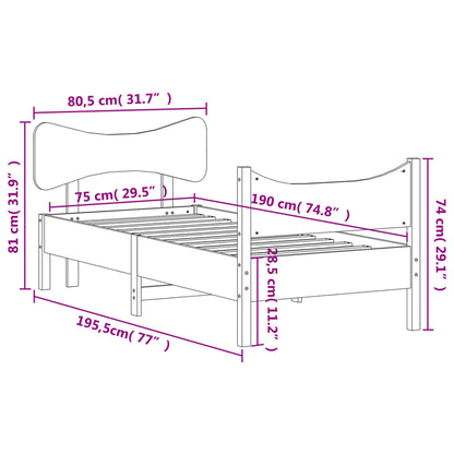 Estrutura cama c/ cabeceira 75x190 cm pinho maciço