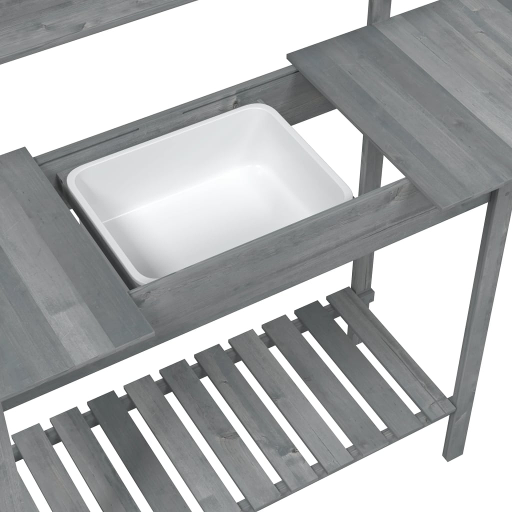 Mesa de cultivo com pia 147,5x44x139,5 cm abeto maciço cinzento