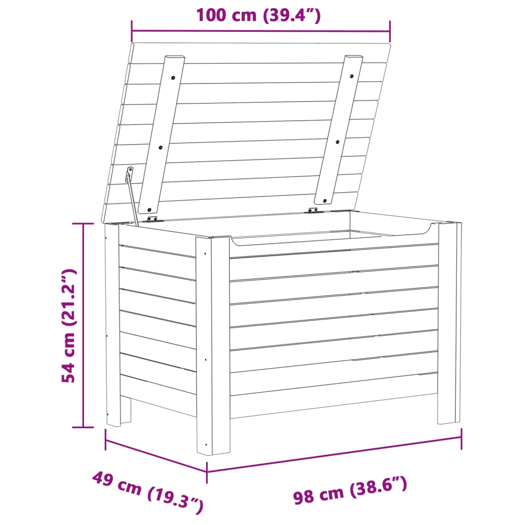 Caixa arrumação c/ tampa RANA 100x49x54 cm pinho maciço branco