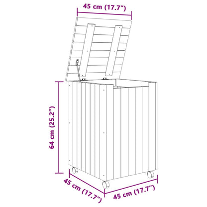 Cesto de roupa com rodas RANA 45x45x64 cm pinho maciço branco