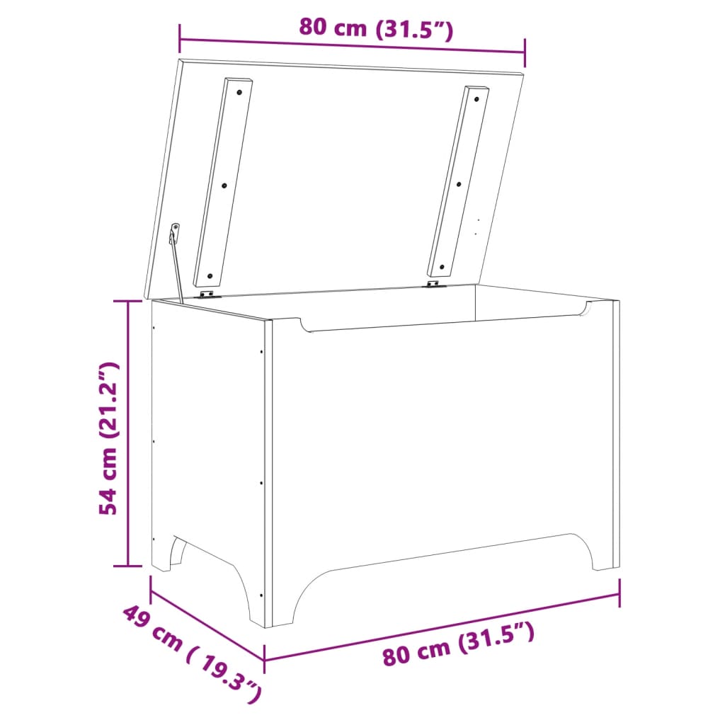 Caixa de arrumação com tampa RANA 80x49x54 cm pinho maciço