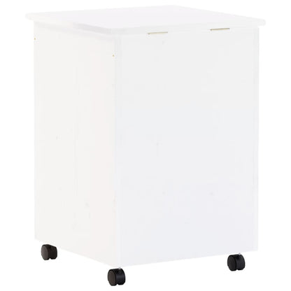 Cesto de roupa com rodas RANA 45x45x64 cm pinho maciço branco