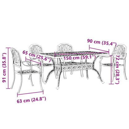 5 pcs conjunto de jantar para jardim alumínio fundido preto