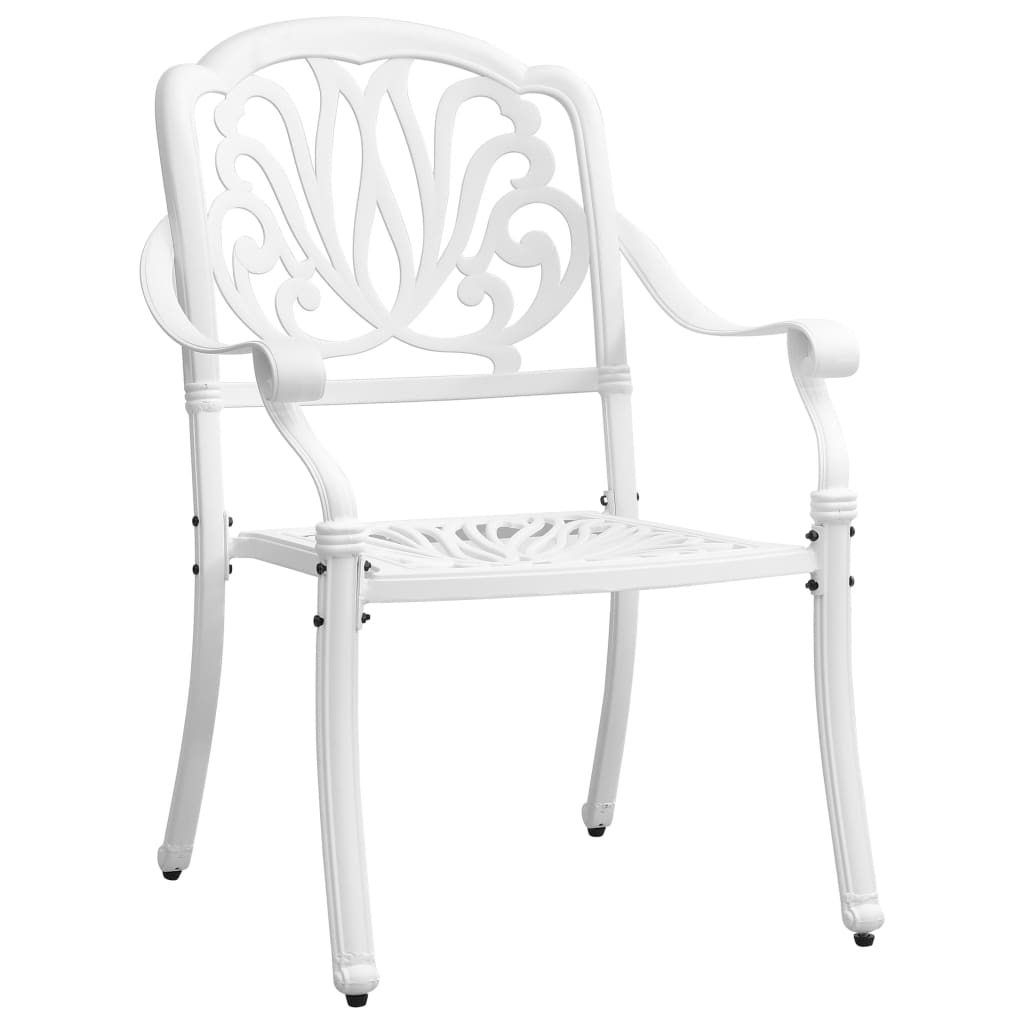 7 pcs conjunto de jantar para jardim alumínio fundido branco