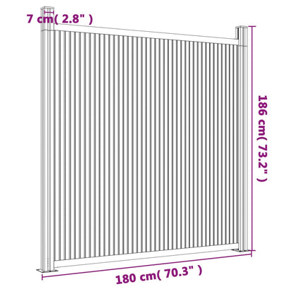 Painel de vedação WPC 180x186 cm cinza