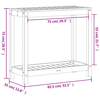 Mesa de jardinagem c/ prateleira 82,5x35x75 cm pinho maciço