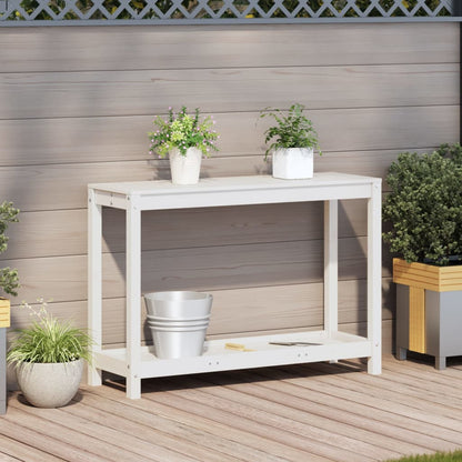 Mesa jardinagem c/ prateleira 108x35x75 cm pinho maciço branco