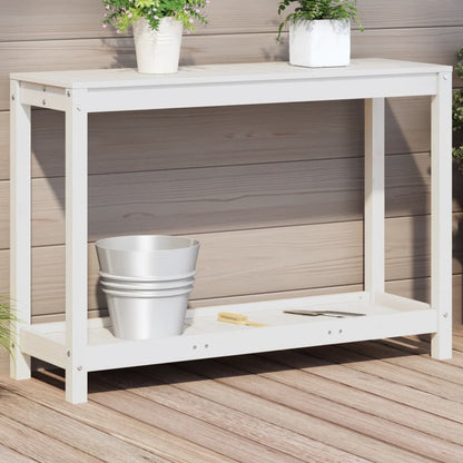 Mesa jardinagem c/ prateleira 108x35x75 cm pinho maciço branco