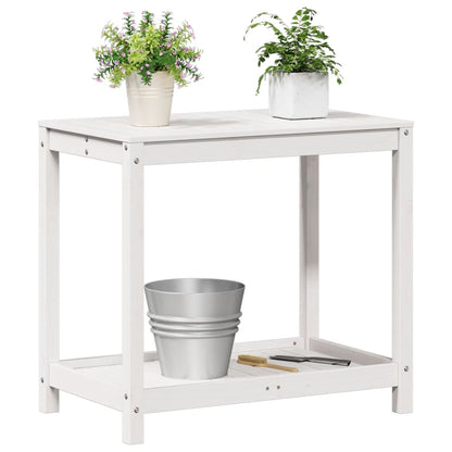 Mesa jardinagem c/ prateleira 82,5x50x75 cm pinho maciço branco