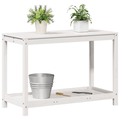 Mesa jardinagem c/ prateleira 108x50x75 cm pinho maciço branco