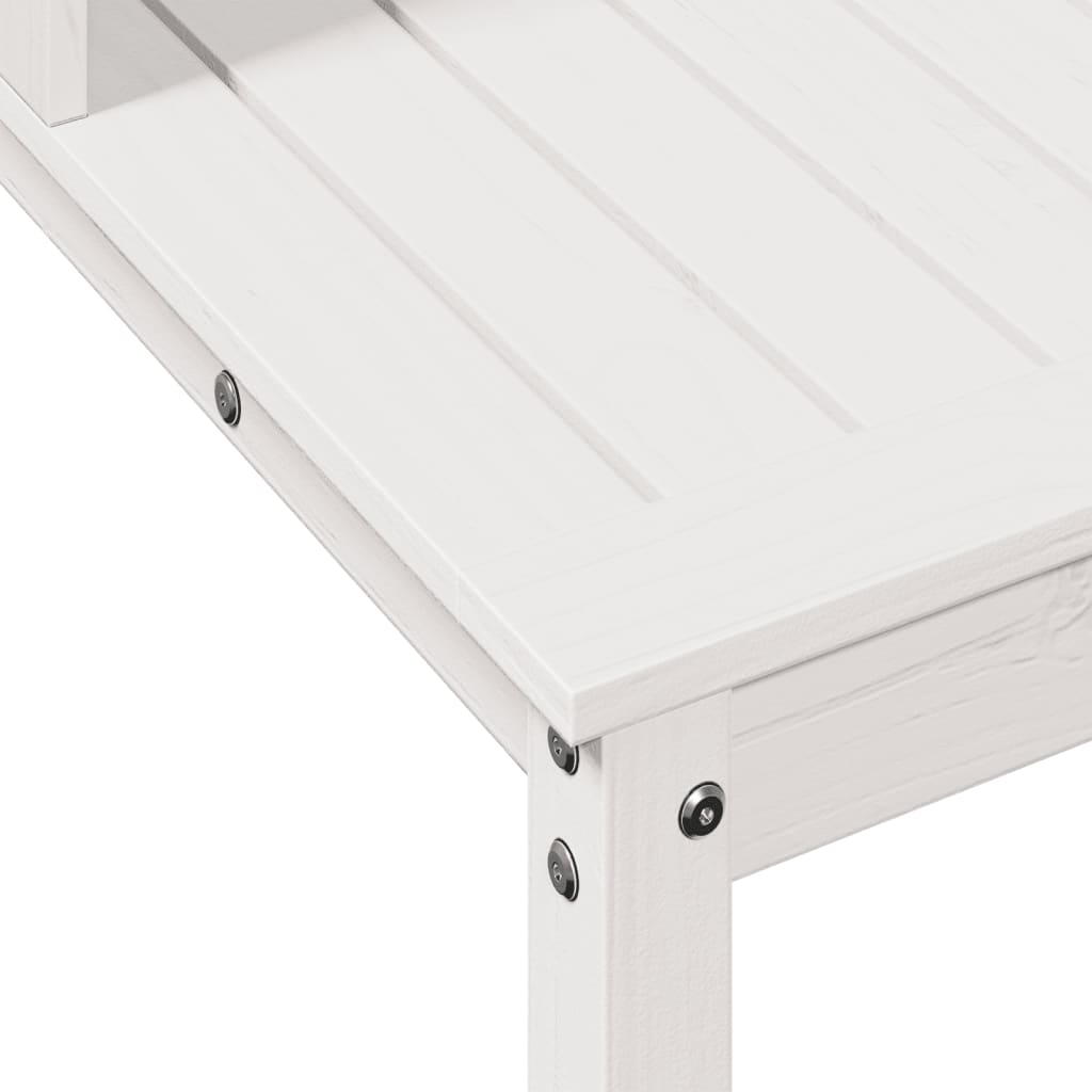 Mesa de jardinagem com prateleiras madeira pinho maciça branco