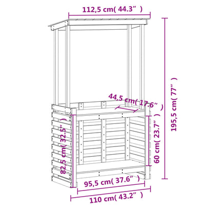 Mesa de bar exterior c/ telhado 112,5x57x195,5cm madeira maciça