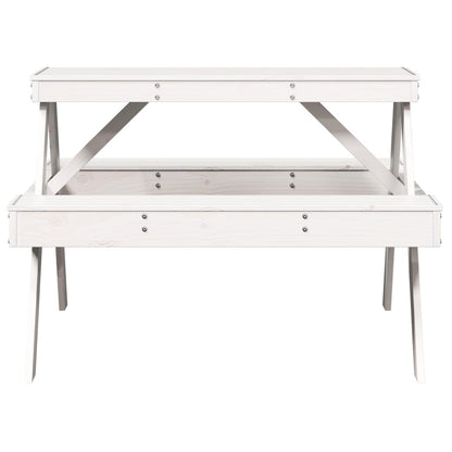 Mesa de piquenique 105x134x75 cm madeira de pinho maciça branco