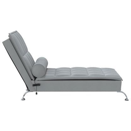 Chaise lounge de massagem com rolo tecido cinzento-claro