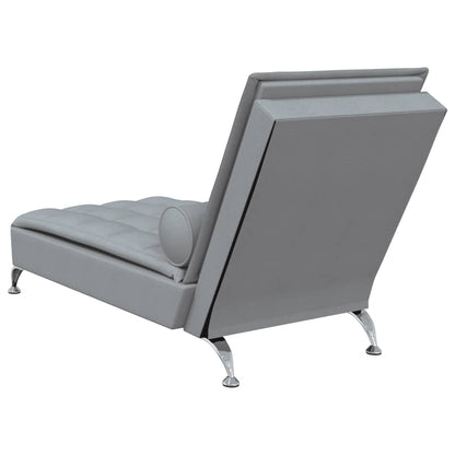 Chaise lounge de massagem com rolo tecido cinzento-claro