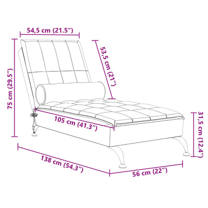 Chaise lounge de massagem com rolo tecido cinzento-escuro