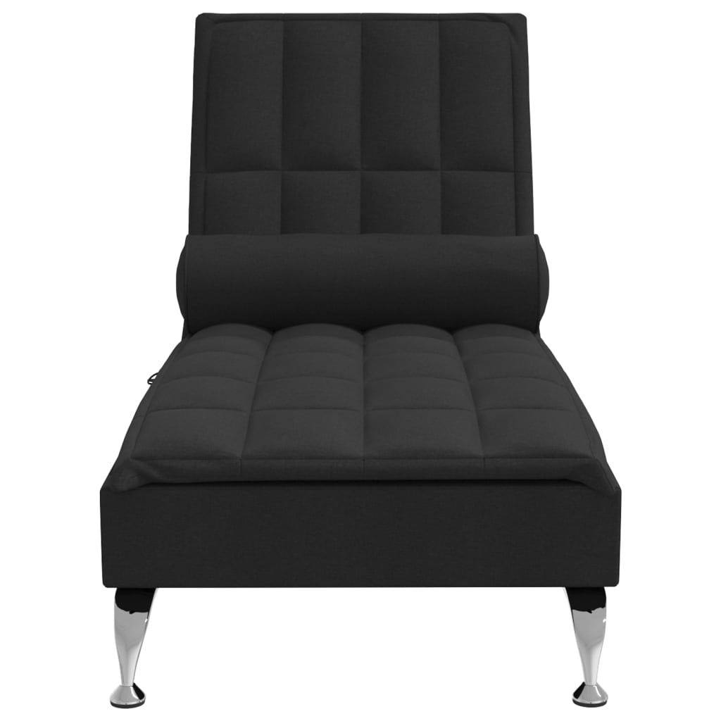 Chaise lounge de massagem com rolo tecido preto