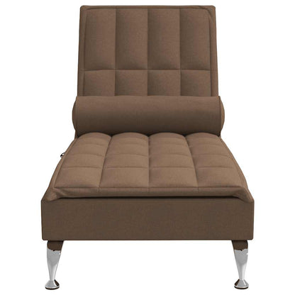 Chaise lounge de massagem com rolo tecido castanho