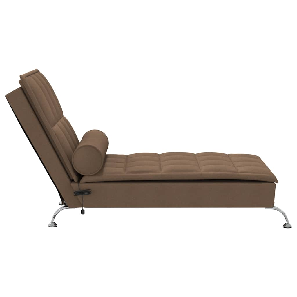 Chaise lounge de massagem com rolo tecido castanho