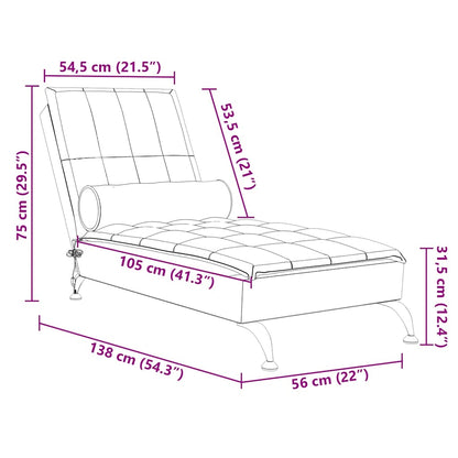 Chaise lounge de massagem com rolo tecido castanho