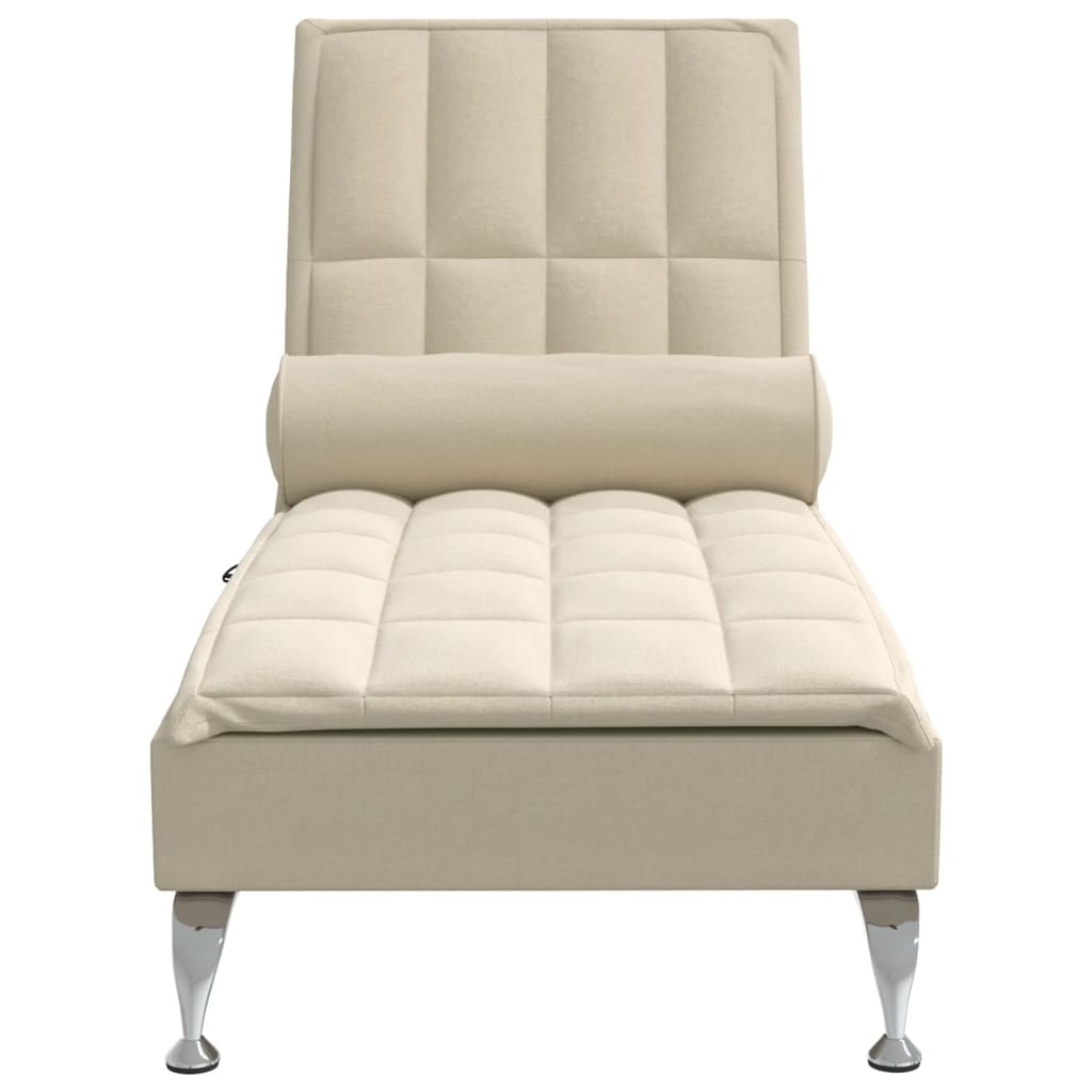 Chaise lounge de massagem com rolo tecido creme