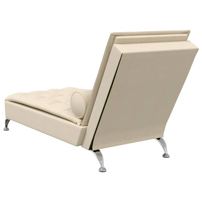 Chaise lounge de massagem com rolo tecido creme