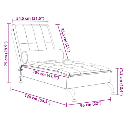 Chaise lounge de massagem com rolo tecido creme