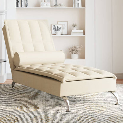 Chaise lounge de massagem com rolo tecido creme