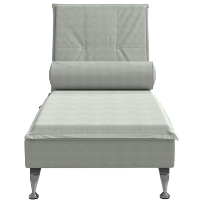 Chaise lounge de massagem com rolo veludo cinzento-claro