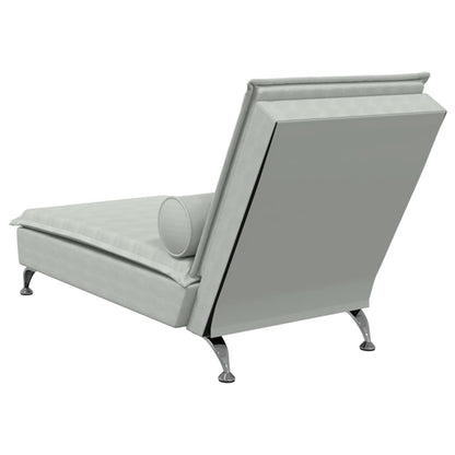 Chaise lounge de massagem com rolo veludo cinzento-claro