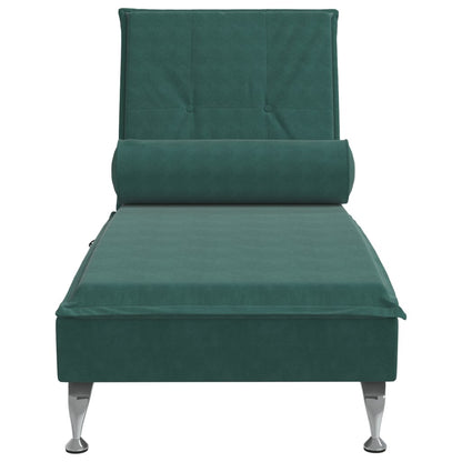 Chaise lounge de massagem com rolo tecido verde-escuro