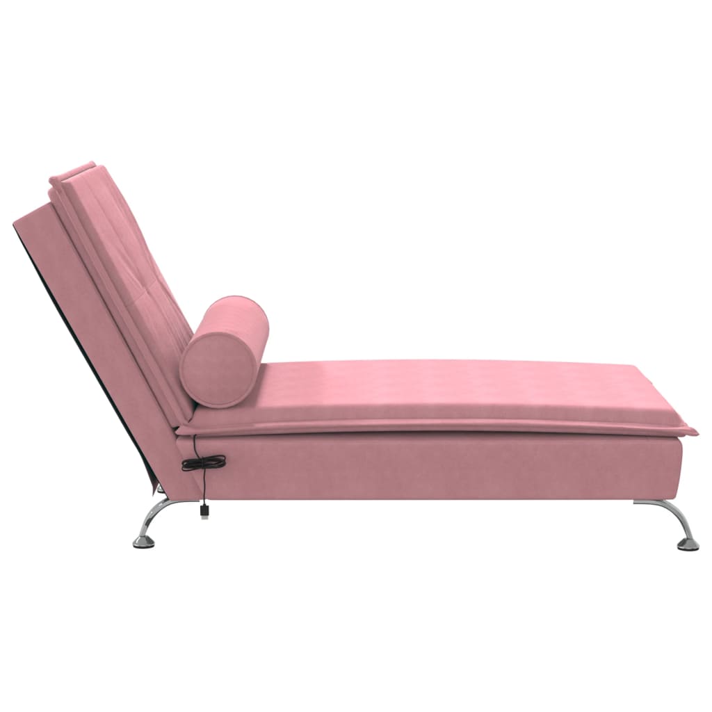 Chaise lounge de massagem com rolo veludo rosa