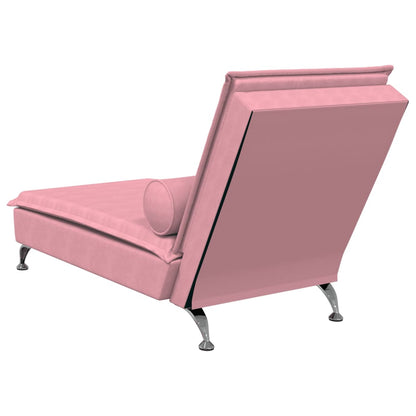 Chaise lounge de massagem com rolo veludo rosa