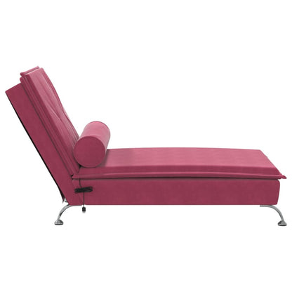 Chaise lounge de massagem com rolo veludo vermelho tinto