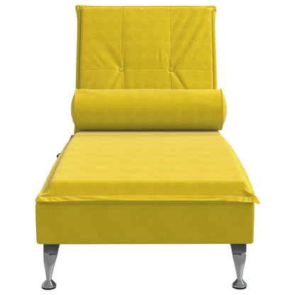 Chaise lounge de massagem com rolo veludo amarelo