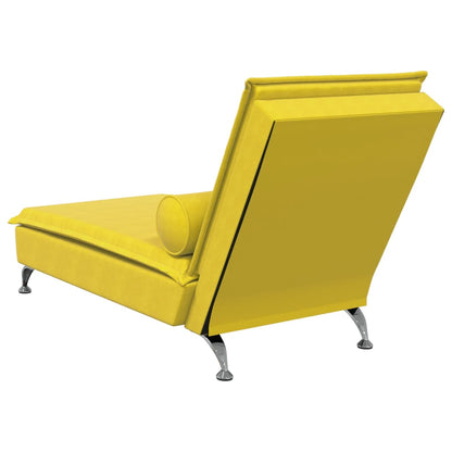 Chaise lounge de massagem com rolo veludo amarelo